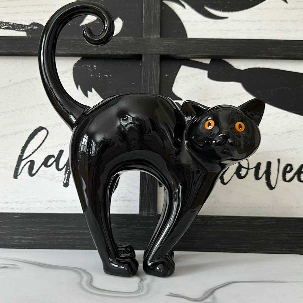 Halloween Spooky Cat Ceramic Tea light Holder
